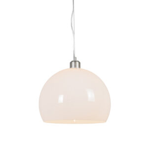 hanglampen Moderne ronde hanglamp opaal wit Globe KunststofStaal Wit Met deze witte geef je jouw interieur een moderne uitstraling. De kunststof lampenkap is