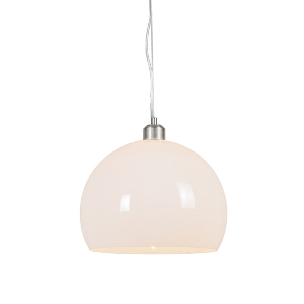 hanglampen Moderne ronde hanglamp opaal wit Globe KunststofStaal Wit Met deze witte geef je jouw interieur een moderne uitstraling. De kunststof lampenkap is