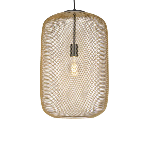 hanglampen Moderne zwart met gouden hanglamp Bliss Mesh Staal Een eyecatcher in jouw deze is afgewerkt een gaas kap en snoer. De lamp verstelbaar maximaal 180