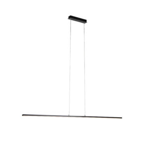 hanglampen Moderne zwarte hanglamp 150 cm incl. LED Banda Aluminium Zwart De is een moderne lange smalle prachtig boven jouw eettafel of in de werkkamer je Hij