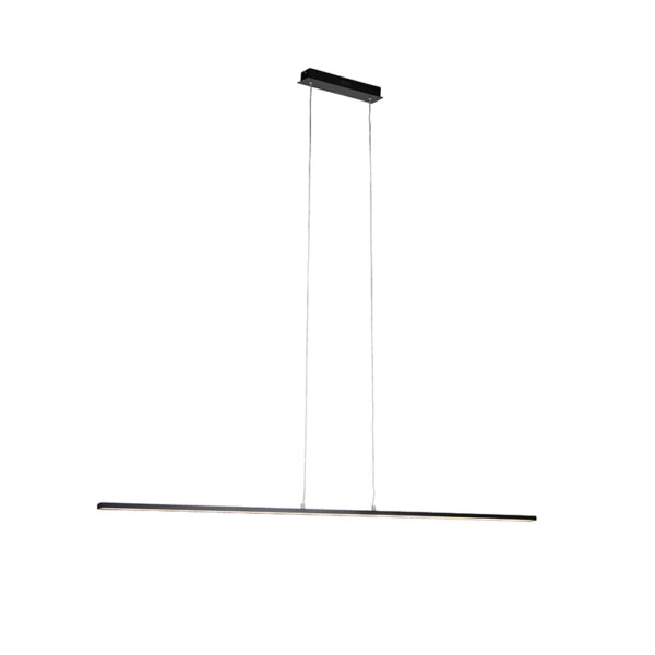 hanglampen Moderne zwarte hanglamp 150 cm incl. LED Banda Aluminium Zwart De is een moderne lange smalle prachtig boven jouw eettafel of in de werkkamer je Hij
