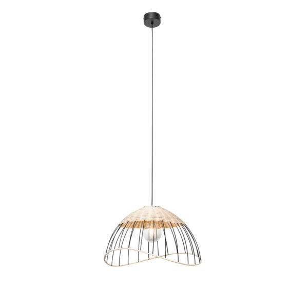 Oosterse hang en plafondlamp zwart met rotan - Treccia Pua - Afbeelding 2