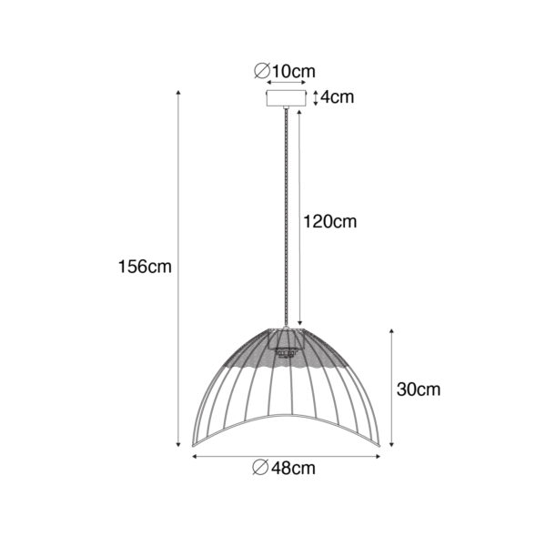 Oosterse hang en plafondlamp zwart met rotan - Treccia Pua - Afbeelding 3