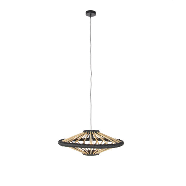 Oosterse hanglamp bamboe met zwart 60 cm - Evalin - Afbeelding 2