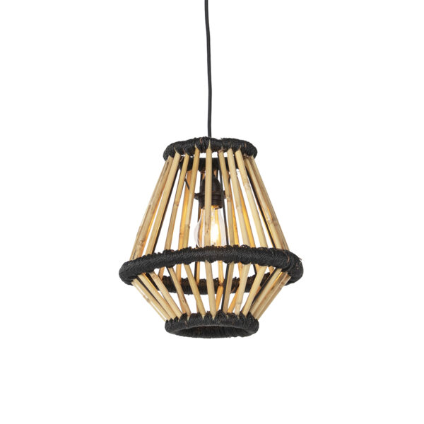 hanglampen Oosterse hanglamp bamboe met zwart 32 cm Evalin BamboeStaal Zwart Ben je op zoek naar een bijzondere Zoek niet Deze is de sfeer die jij wil