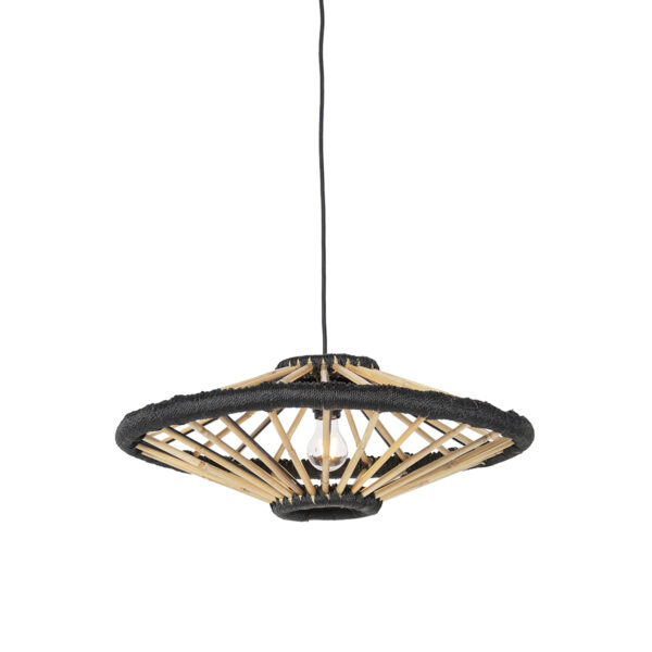 hanglampen Oosterse hanglamp bamboe met zwart 60 cm Evalin BamboeStaal Zwart Een bijzondere deze Evalin. Mooi afgewerkt in en waardoor hij een vibe je interieur