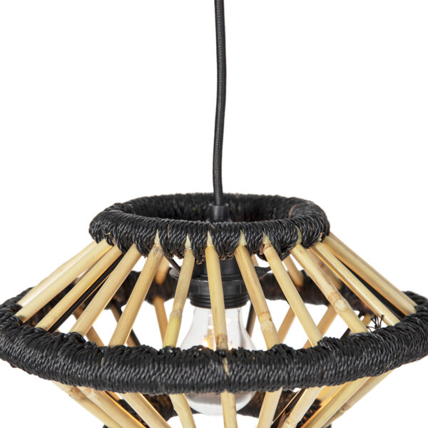 Oosterse hanglamp bamboe met zwart langwerpig 3-lichts - Evalin - Afbeelding 2