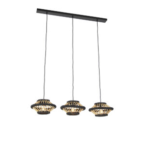 hanglampen Oosterse hanglamp bamboe met zwart langwerpig Evalin StaalBamboe Zwart Ben je op zoek naar een bijzondere Zoek niet Deze is de sfeer die jij wil