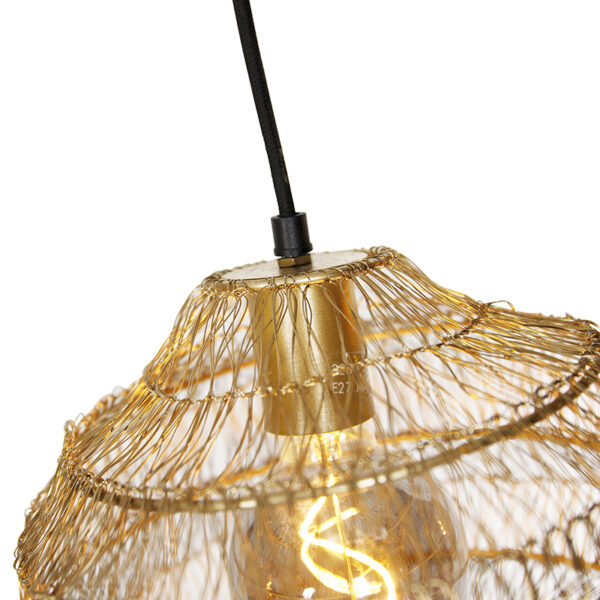 Oosterse hanglamp goud langwerpig 3-lichts - Vadi - Afbeelding 2