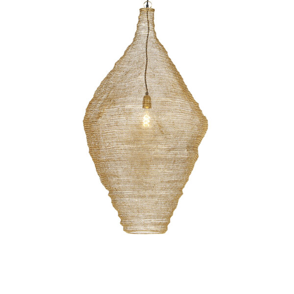 hanglampen Oosterse hanglamp goud 60 cm Nidum L Staal Haal de sferen in huis met onze afgewerkt een mooie gouden kleur. De lampenkap is gaas waardoor lichtbron
