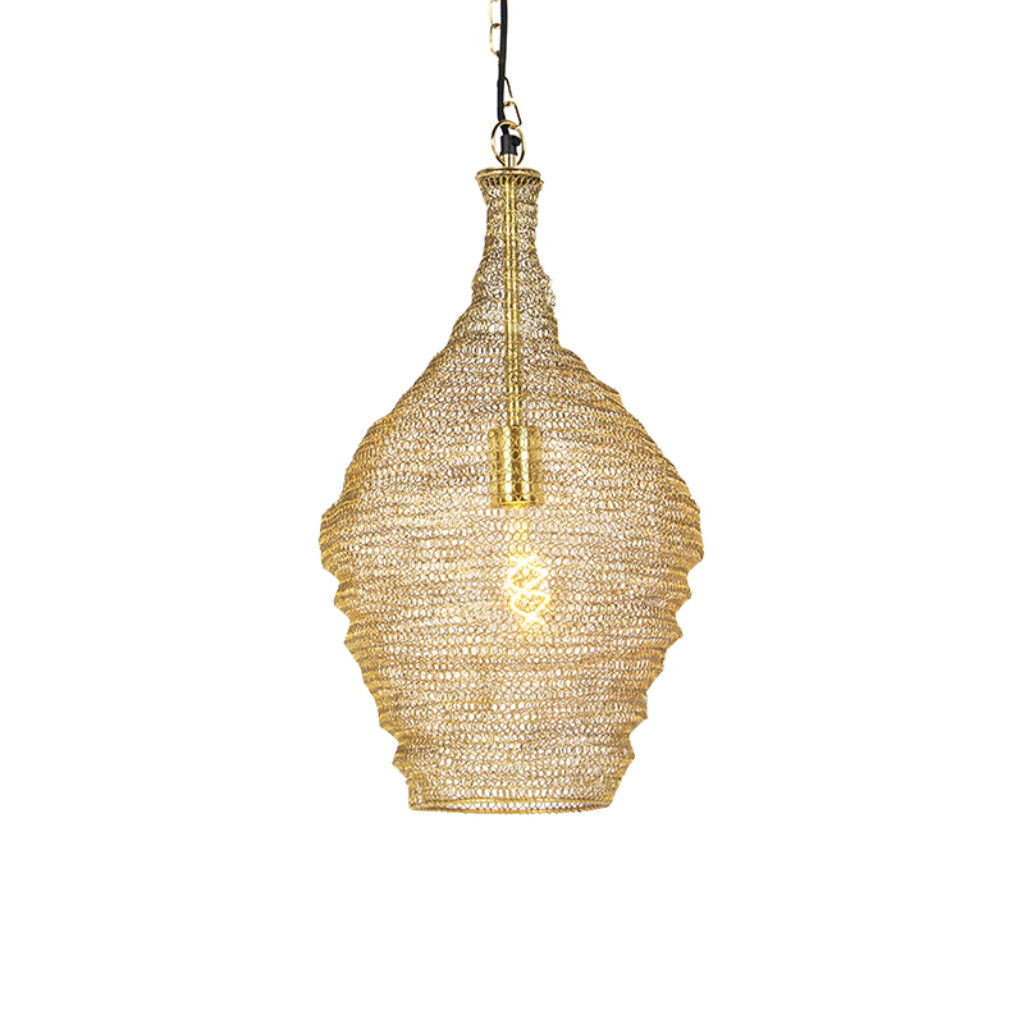 hanglampen Oosterse hanglamp goud 30 cm Nidum Staal is een lamp die je interieur in sfeer Hij afgewerkt met gaas de kleur waardoor lichtbron mooi zichtbaar is.