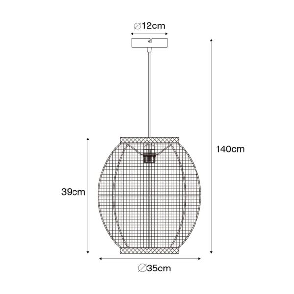 Oosterse hanglamp naturel 35 cm - Rob - Afbeelding 3