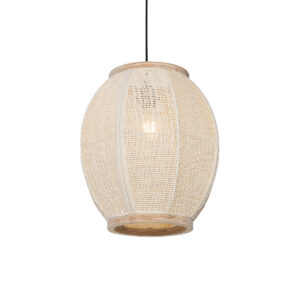 hanglampen Oosterse hanglamp naturel 35 cm Rob StofStaalHout Wit