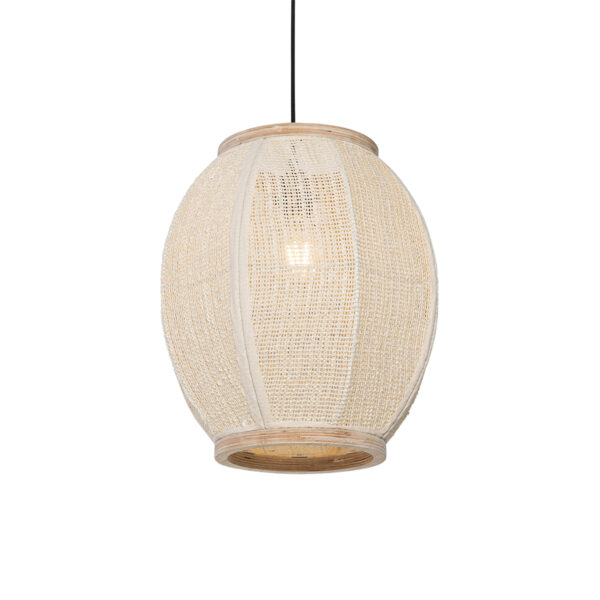 hanglampen Oosterse hanglamp naturel 35 cm Rob StofStaalHout Wit