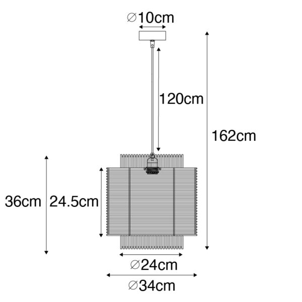 Oosterse hanglamp rotan 34 cm - Maiken - Afbeelding 3