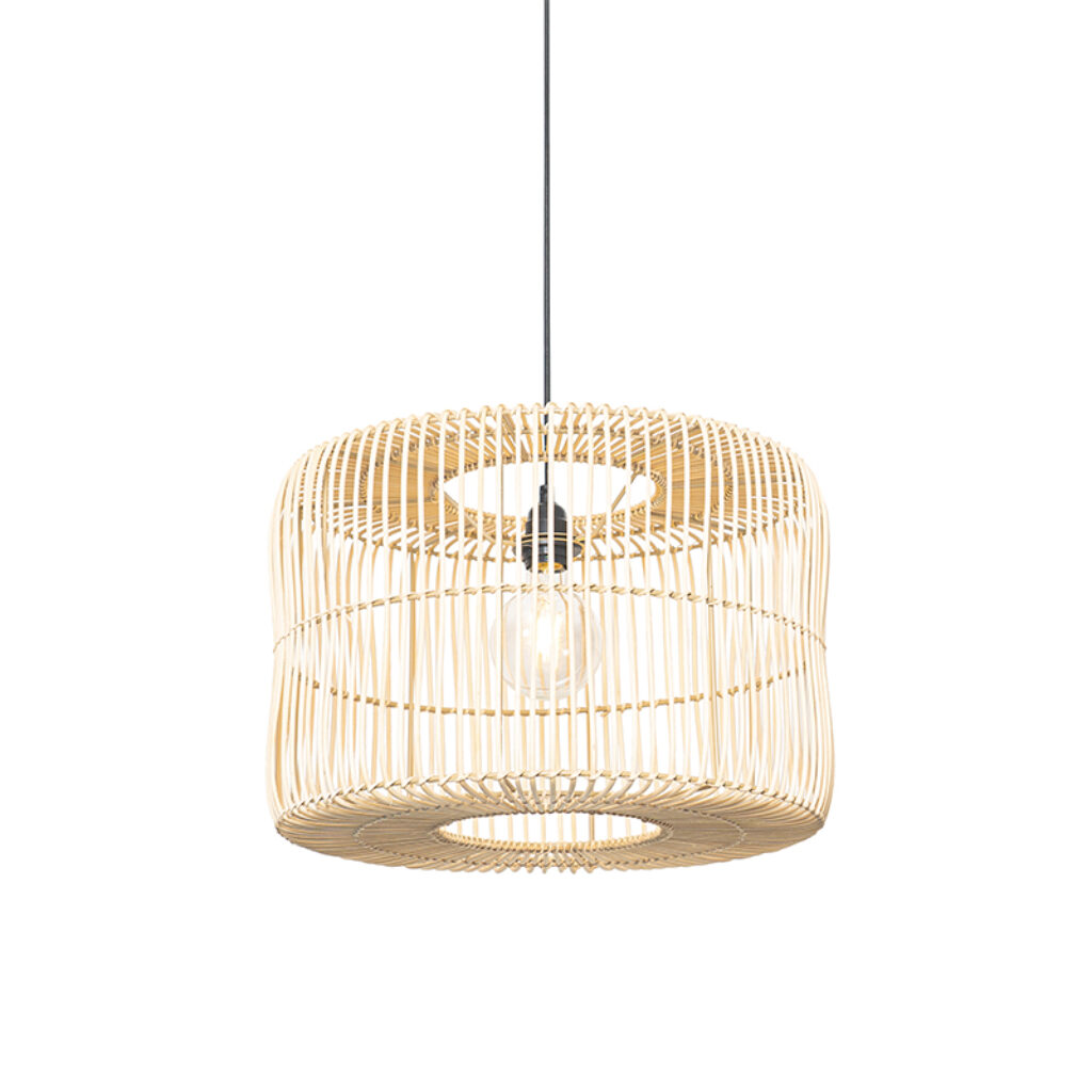 hanglampen Oosterse hanglamp rotan 45 cm Maud RotanStaal Naturel Een origineel design deze hanglamp. Mooi afgewerkte kap met waardoor het lichteffect mooi