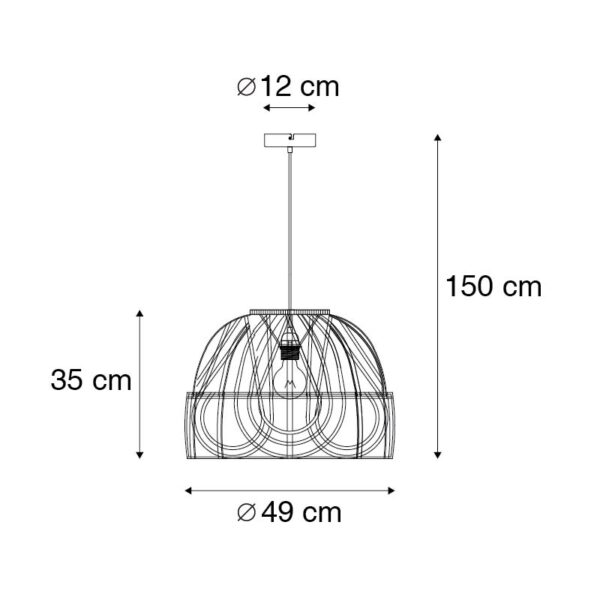 Oosterse hanglamp rotan 49 cm - Michelle - Afbeelding 3