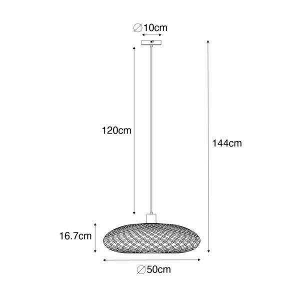 Oosterse hanglamp zwart bamboe 50 cm - Ostrava - Afbeelding 3
