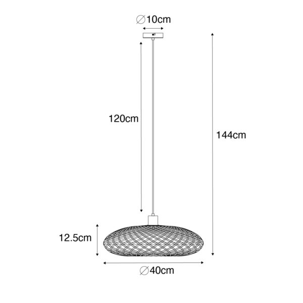 Oosterse hanglamp zwart bamboe 40 cm - Ostrava - Afbeelding 3
