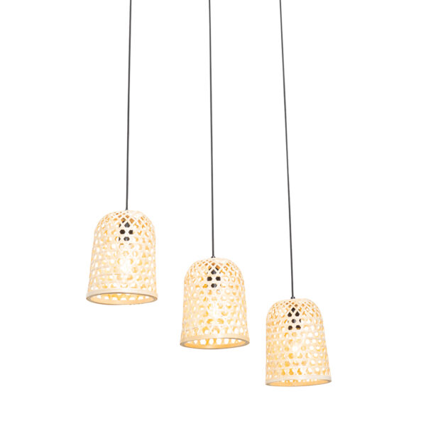 Oosterse hanglamp zwart met bamboe 3-lichts - Rayan - Afbeelding 2