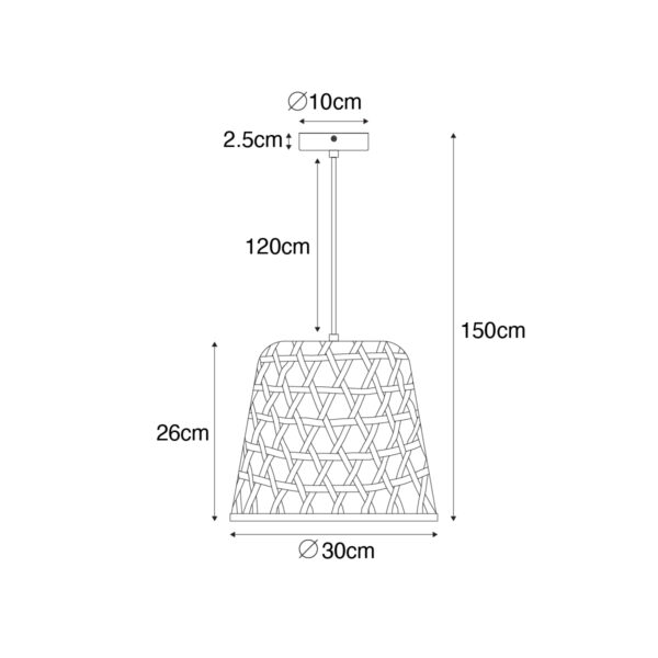 Oosterse hanglamp zwart met bamboe - Rayan - Afbeelding 3