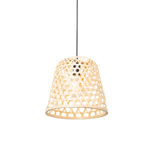 hanglampen Oosterse hanglamp zwart met bamboe Rayan BamboeStaal Naturel Breng wat warmte in huis deze hanglamp. is gemaakt van staal en afgewerkt het naturel.