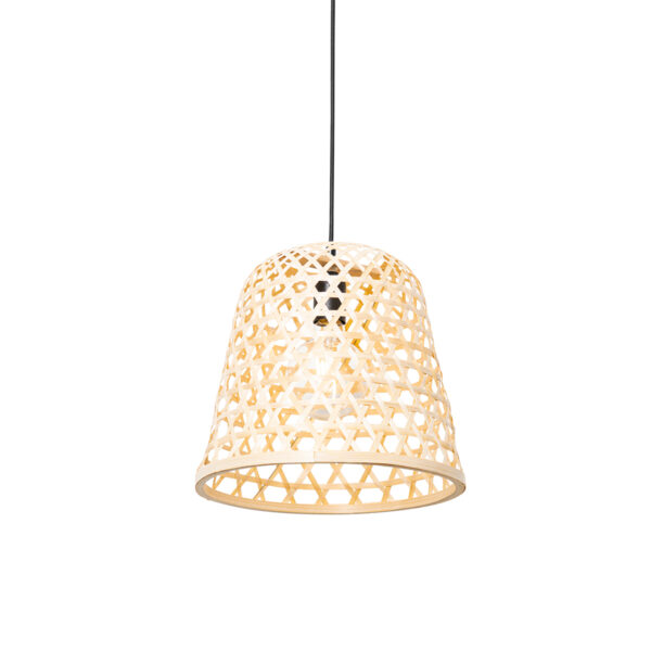 hanglampen Oosterse hanglamp zwart met bamboe Rayan BamboeStaal Naturel Breng wat warmte in huis deze hanglamp. is gemaakt van staal en afgewerkt het naturel.