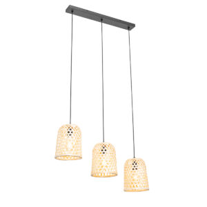 hanglampen Oosterse hanglamp zwart met bamboe Rayan BamboeStaal Naturel Breng wat warmte in huis deze hanglamp. is gemaakt van staal en afgewerkt het naturel.