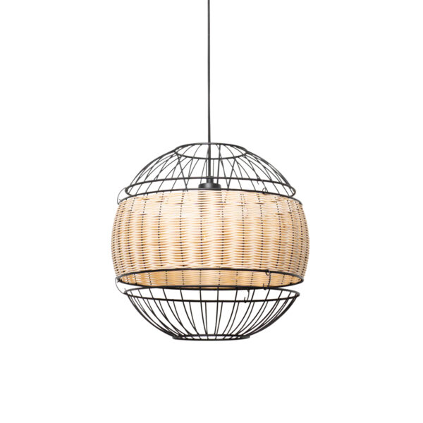 hanglampen Oosterse hanglamp zwart met rotan 38 cm Emir StaalRotan Zwart Breng wat warmte in huis deze plafondlamp. is gemaakt van staal en afgewerkt het