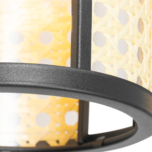 Oosterse hanglamp zwart met rotan 3-lichts langwerpig - Akira - Afbeelding 2