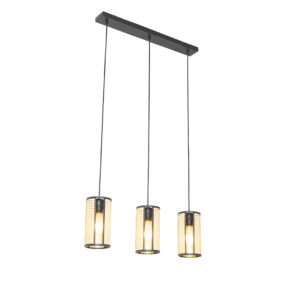 hanglampen Oosterse hanglamp zwart met rotan langwerpig Akira RotanStaal Zwart Breng de sfeer in huis deze langwerpige Het zwarte staal matcht perfect