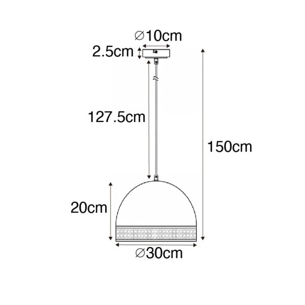 Oosterse hanglamp zwart met rotan 30 cm - Magna Rotan - Afbeelding 3