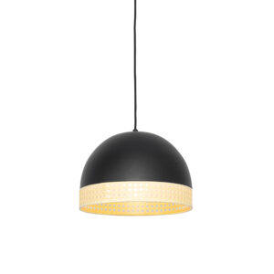 hanglampen Oosterse hanglamp zwart met rotan 30 cm Magna Rotan RotanStaal Zwart is een moderne oosters jasje. Hij gemaakt van staal. De afgewerkt in het en