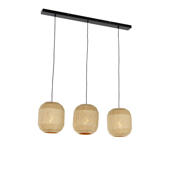 hanglampen Oosterse hanglamp zwart met touw Riki StaalTouw Beige Ga voor de uitstraling onze Het armatuur is afgewerkt in en lampenkappen hebben een unieke door