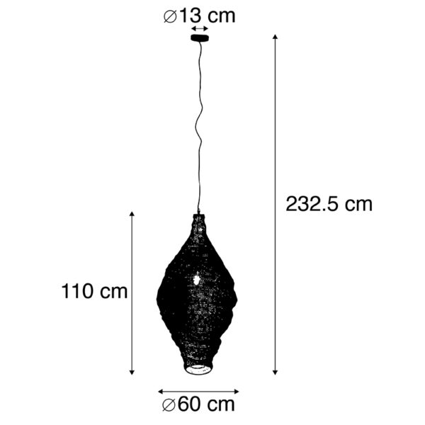 Oosterse hanglamp zwart 60 cm - Nidum L - Afbeelding 3