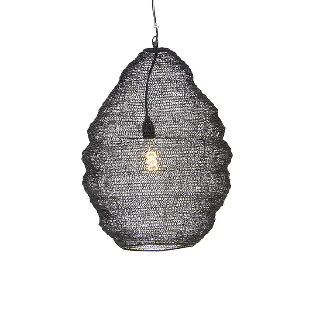 hanglampen Oosterse hanglamp zwart 45 cm Nidum L Staal Zwart Onze is een die je interieur in sfeer Hij afgewerkt met staal waardoor de lichtbron zichtbaar is.