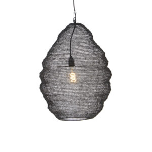 hanglampen Oosterse hanglamp zwart 45 cm Nidum L Staal Zwart Onze is een die je interieur in sfeer Hij afgewerkt met staal waardoor de lichtbron zichtbaar is.