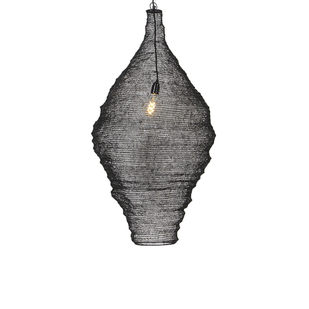 hanglampen Oosterse hanglamp zwart 60 cm Nidum L Staal Zwart Haal de sferen in huis met onze afgewerkt een zwarte kleur. De lampenkap is gaas waardoor lichtbron