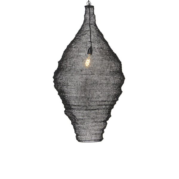 hanglampen Oosterse hanglamp zwart 60 cm Nidum L Staal Zwart Haal de sferen in huis met onze afgewerkt een zwarte kleur. De lampenkap is gaas waardoor lichtbron