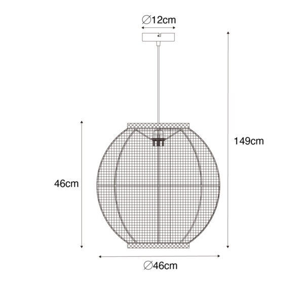 Oosterse hanglamp zwart 46 cm - Rob - Afbeelding 3