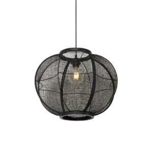 hanglampen Oosterse hanglamp zwart 48 cm Rob HoutLinnenStaal Zwart HanglampRobis een echte eyecatcher voor in De lamp is gemaakt vanhout met linnen en staalen
