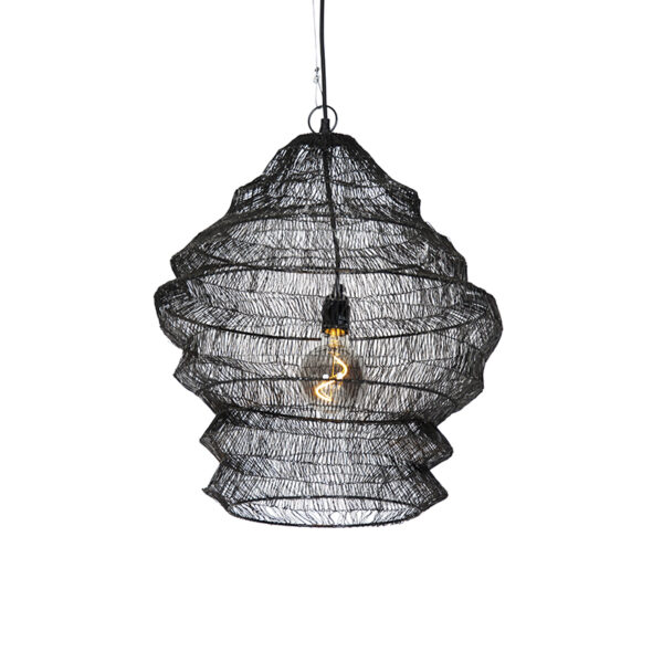 hanglampen Oosterse hanglamp zwart 45 cm Vadi Staal Zwart Geef een oosters tintje aan je woning met Vadi. is zwarte stalen hanglamp. Hij in hoogte verstelbaar
