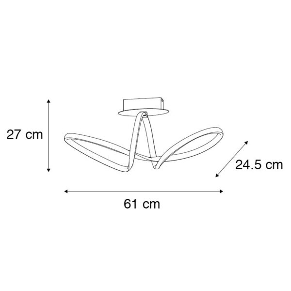 Plafondlamp zwart 61 cm 3-staps dimbaar incl. LED - Viola Due - Afbeelding 3