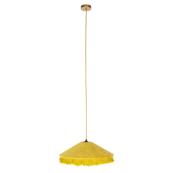 Retro hanglamp geel velours met franjes - Frills - Afbeelding 2