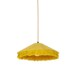 hanglampen Retro hanglamp geel velours met franjes Frills StofStaal Geel De is een echte voor klassieke interieurs en past goed in het straatje van de