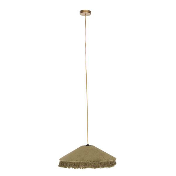 Retro hanglamp groen velours met franjes - Frills - Afbeelding 2