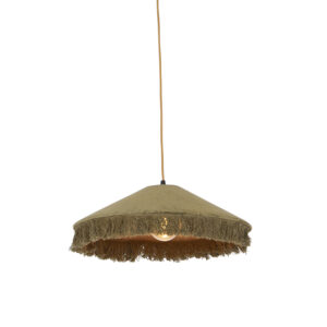 hanglampen Retro hanglamp groen velours met franjes Frills StofStaal Groen De is een echte voor klassieke interieurs en past goed in het straatje van de