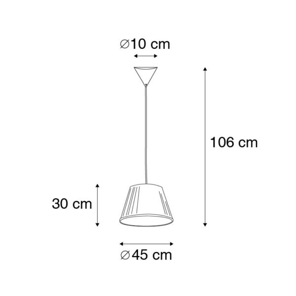 Retro hanglamp crème 45 cm - Plisse - Afbeelding 3