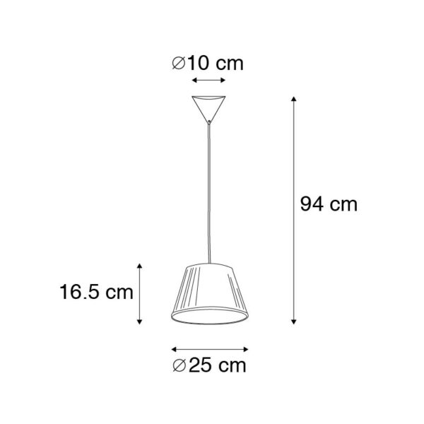 Retro hanglamp crème 25 cm - Plisse - Afbeelding 3