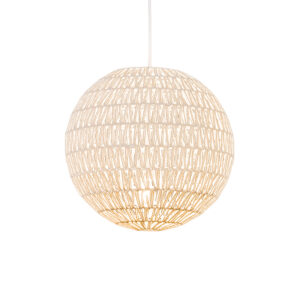 hanglampen Retro hanglamp wit 40 cm Lina Ball StofStaal Wit Hanglamp valt op door zijn unieke ronde en speelse ontwerp. Hij is uitgevoerd in stevig stof met